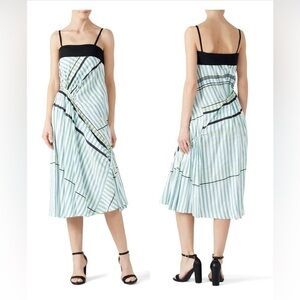 Cedric Charlier Stripe Ruched Dress